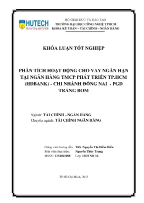 Phân Tích Hoạt Động Cho Vay Ngắn Hạn Tại HDBank Đồng Nai