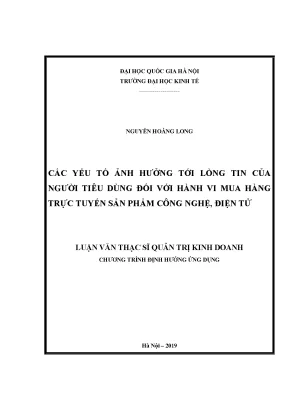 Yếu Tố Ảnh Hưởng Đến Lòng Tin Của Người Tiêu Dùng Trong