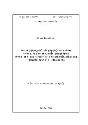 Giải pháp hoàn thiện chính sách giao đất nông nghiệp tại 