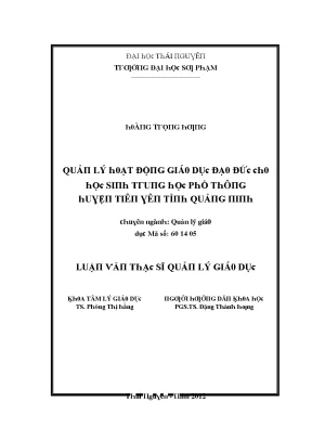 Quản Lý Hoạt Động Giáo Dục Đạo Đức Cho Học Sinh Trung