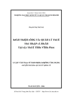 Quản lý thuế thu nhập cá nhân tại Thái Nguyên