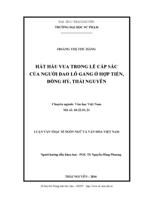 Nghiên Cứu Về Các Bài Hát Hầu Vua Trong Lễ Cấp Sắc Của