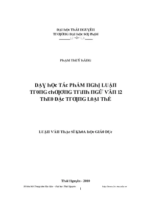 Dạy Học Tác Phẩm Nghị Luận Trong Ngữ Văn 12