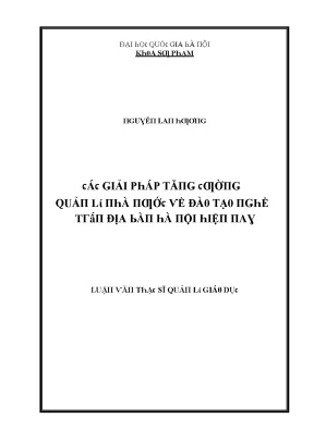 Giải pháp nâng cao quản lý nhà nước về đào tạo nghề tại