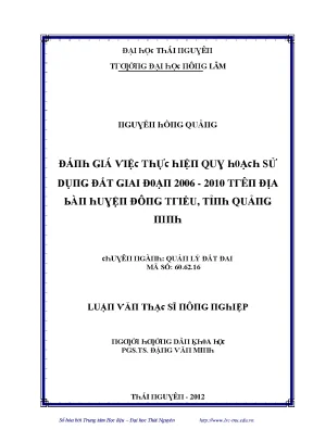 Quản lý đất đai tại Đại học Thái Nguyên giai đoạn 2006 -
