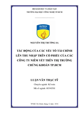 Tác động của yếu tố tài chính đến thu nhập cổ phiếu của