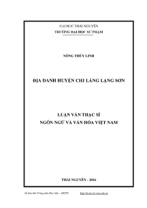 Nghiên Cứu Địa Danh Huyện Chi Lăng, Lạng Sơn: Ý Nghĩa và