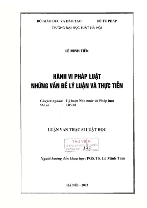 Nghiên Cứu Hành Vi Pháp Luật: Lý Luận và Thực Tiễn tại