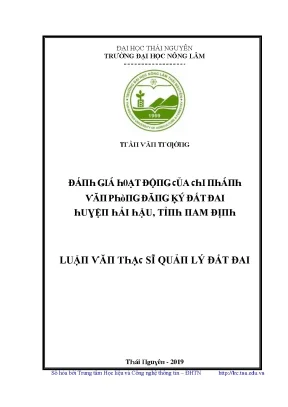 Đánh Giá Hoạt Động Chi Nhánh Văn Phòng Đăng Ký Đất Đai