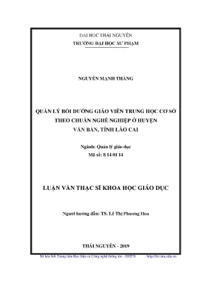 Quản Lý Bồi Dưỡng Giáo Viên Trung Học Cơ Sở Tại Huyện