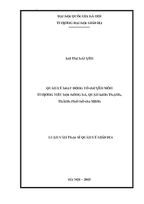 Quản lý hoạt động tổ chuyên môn tại Trường Tiểu học Hồng