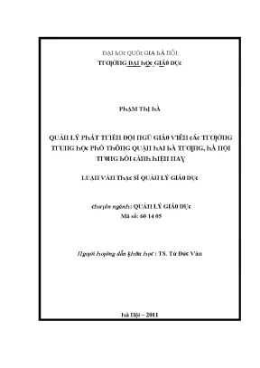 Quản lý phát triển đội ngũ giáo viên tại các trường THPT
