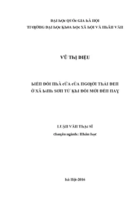 Biến Đổi Nhà Ở Của Người Thái Đen Tại Xã Bình Sơn Sau