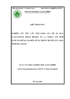 Nghiên cứu yêu cầu ánh sáng của Dẻ ăn quả (Castanopsis