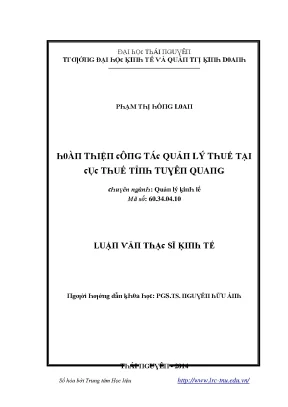 Quản lý thuế tại Đại học Thái Nguyên: Nghiên cứu và ứng dụng