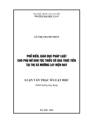 Nghiên Cứu Phổ Biến Giáo Dục Pháp Luật Cho Phụ Nữ Dân