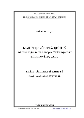 Cải thiện quản lý chi ngân sách nhà nước tại Tuyên Quang