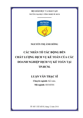 Những Nhân Tố Ảnh Hưởng Đến Chất Lượng Dịch Vụ Kế Toán