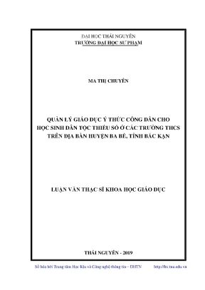 Quản Lý Giáo Dục Ý Thức Công Dân Cho Học Sinh Dân Tộc