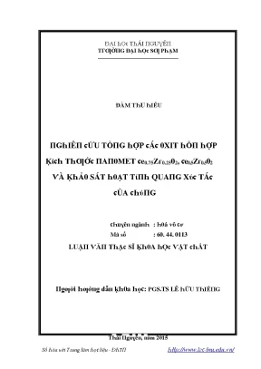 Nghiên cứu oxit hỗn hợp nanomet và hoạt tính quang xúc tác