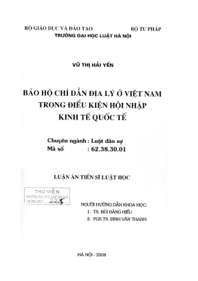 Bảo Hộ Chỉ Dẫn Địa Lý Ở Việt Nam Trong Hội Nhập Kinh Tế