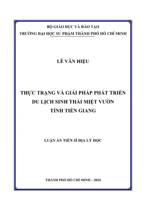 Giải Pháp Phát Triển Du Lịch Sinh Thái Miệt Vườn Tỉnh 