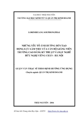 Những Yếu Tố Tạo Động Lực Làm Việc Cho Giảng Viên Tại