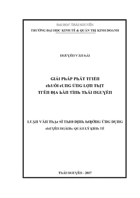 Giải Pháp Phát Triển Chuỗi Cung Ứng Thịt Tại Tỉnh Thái