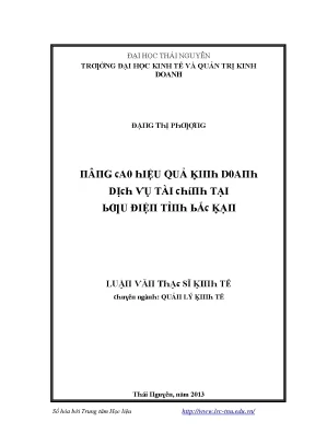 Hiệu Quả Kinh Doanh Tại Bưu Điện Tỉnh Bắc Kạn
