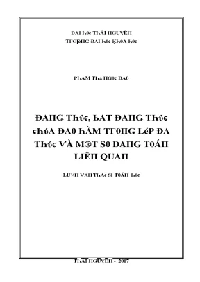 Đẳng thức và Bất đẳng thức Chứa Đạo Hàm trong Đa Thức: