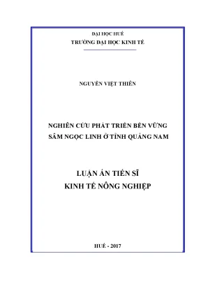 Nghiên Cứu Phát Triển Bền Vững Sâm Ngọc Linh Tại Quảng Nam