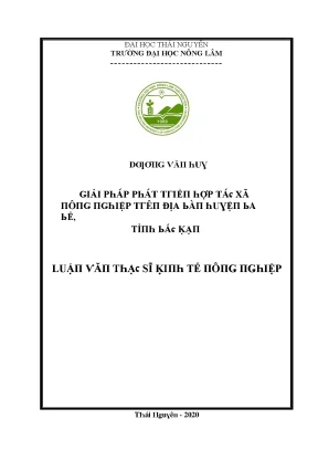 Giải Pháp Phát Triển Hợp Tác Xã Nông Nghiệp Trên Địa Bàn