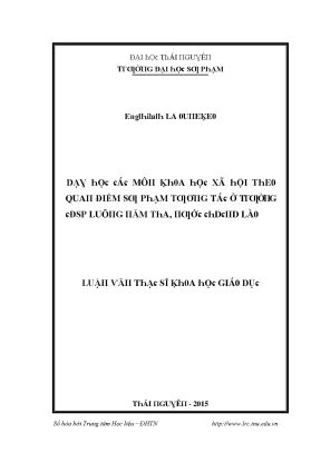Dạy Học Khoa Học Xã Hội Theo Quan Điểm Sư Phạm Tương Tác