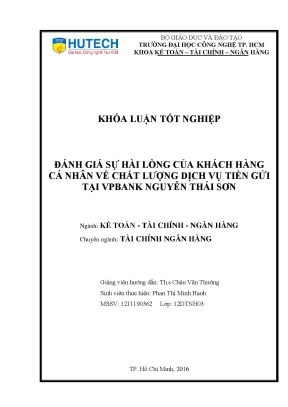 Đánh Giá Sự Hài Lòng Của Khách Hàng Về Dịch Vụ Tiền Gửi 
