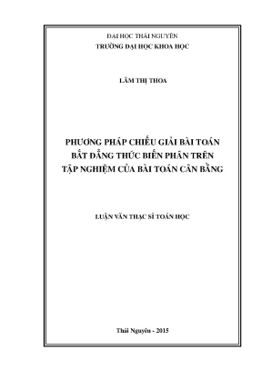 Phương Pháp Chiếu Giải Bài Toán Bất Đẳng Thức Biến Phân