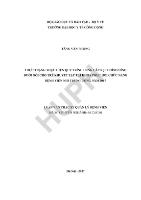 Nghiên Cứu Quy Trình Cung Cấp Nẹp Chỉnh Hình Dưới Gối