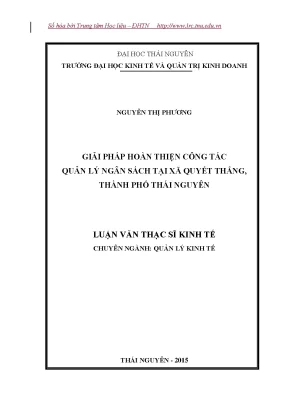 Giải pháp nâng cao quản lý ngân sách tại xã Quyết Thắng,