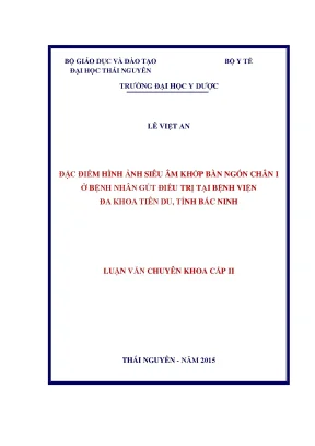 Đặc Điểm Hình Ảnh Siêu Âm Khớp Bàn Ngón Chân I Ở Bệnh