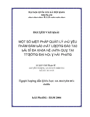 Biện Pháp Nâng Cao Chất Lượng Đào Tạo Bác Sĩ Đa Khoa Tại 