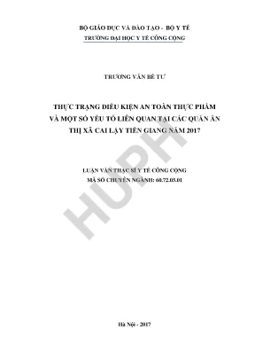 Đánh Giá An Toàn Thực Phẩm Tại Quán Ăn Thị Xã Cai Lậy,