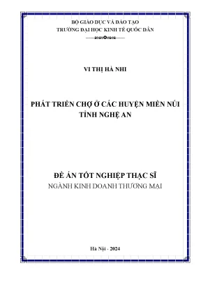 Phát Triển Chợ Ở Các Huyện Miền Núi Tỉnh Nghệ An: Đề Án