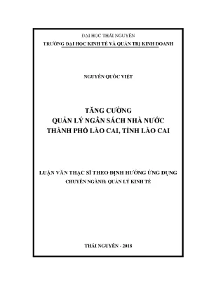 Tăng Cường Quản Lý Ngân Sách Nhà Nước Tại Thành Phố Lào Cai