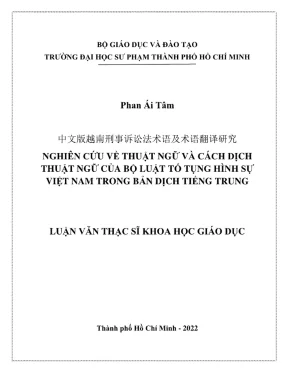 Nghiên Cứu Về Thuật Ngữ Và Cách Dịch Thuật Ngữ Trong Bộ 