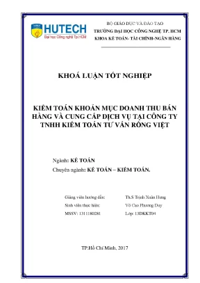 Khóa Luận Tốt Nghiệp Kiểm Toán Doanh Thu Tại Công Ty