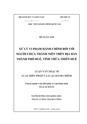 Xử Lý Vi Phạm Hành Chính Đối Với Người Chưa Thành Niên