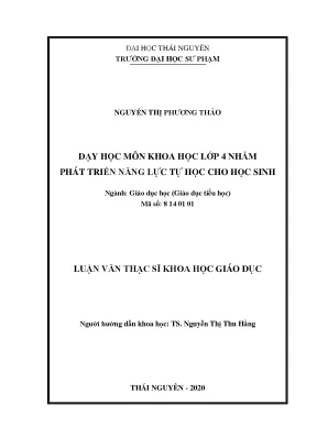 Phát Triển Năng Lực Tự Học Qua Dạy Học Môn Khoa Học Lớp 4