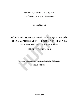 Thực Trạng Chăm Sóc Người Bệnh Tại Bệnh Viện Đa Khoa Cam
