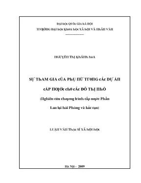 Nghiên Cứu Về Sự Tham Gia Của Phụ Nữ Trong Dự Án Tại Hà Nội