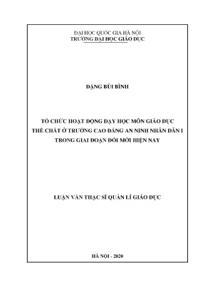 Tổ Chức Hoạt Động Dạy Học Môn Giáo Dục Thể Chất Tại
