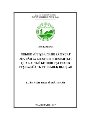 Nghiên cứu về chất lượng sữa bò Holstein Friesian tại